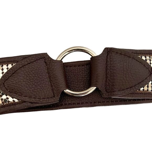 MICHAEL Michael Kors Brown Leather Embellished Belt Size L